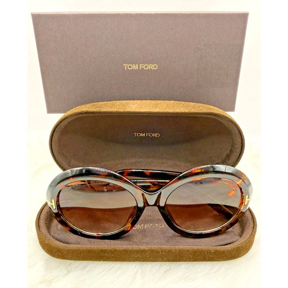 Tom Ford Liya-02 Dark Tortoise Havana Round Frame Sunglasses W/Case & Box main image 7